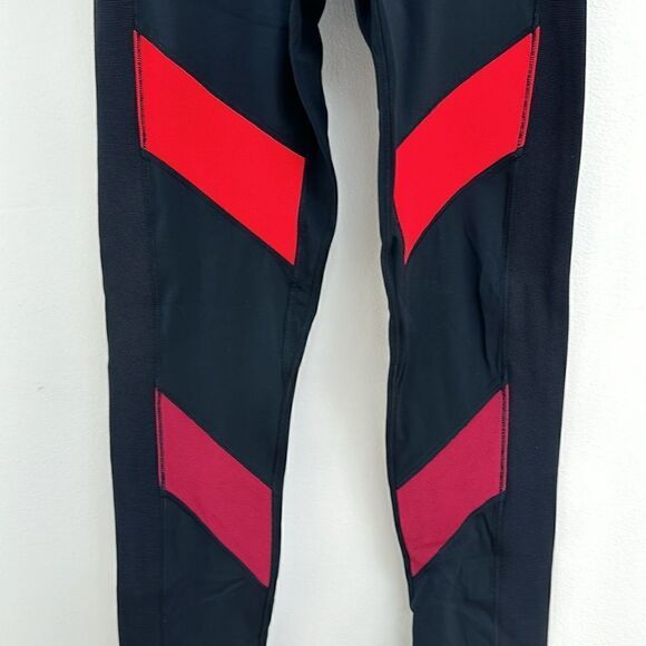 All Access Black Red Colorblock Stripe Moto High Rise Leggings M - Picture 4 of 7